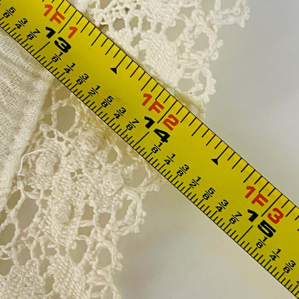 Vintage Cream White Lace Trim Bell Sleeve Crop Wrap Top Blouse - Picture 7 of 7